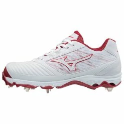 Mizuno 9-Spike Women's Advanced Sweep 4 Low Metal Cleats - .White Red