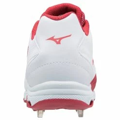 Mizuno 9-Spike Women's Advanced Sweep 4 Low Metal Cleats - .White Red -Rawlings Shop 320569 0010 04