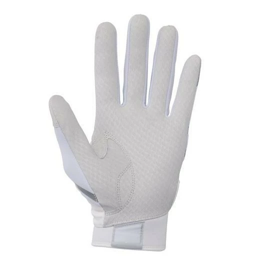 Mizuno F-257 Women's Softball Batting Gloves - White Silver 4 Mizuno F-257 Women's Softball Batting Gloves - White Silver - Image 2