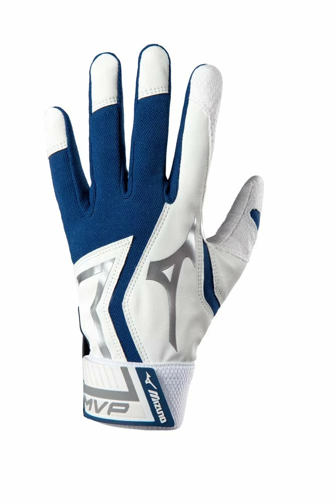 Mizuno Adult MVP Batting Gloves - Navy White 3 Mizuno Adult MVP Batting Gloves - Navy White