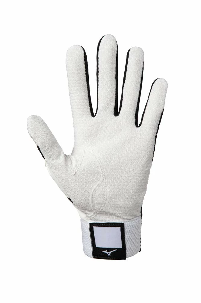 Mizuno Adult MVP Batting Gloves - Black White 4 Mizuno Adult MVP Batting Gloves - Black White - Image 2