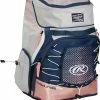 Rawlings R800 Softball Backpack - Gray Navy Rose Gold -Rawlings Shop R800 N Navy AR
