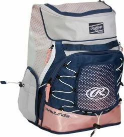 Rawlings R800 Softball Backpack - Gray Navy Rose Gold