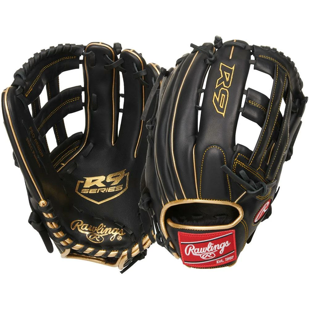 Rawlings 2021 R9 Series 12.75" Outfield Glove R93029-6BG - Black Gold 5 Rawlings 2021 R9 Series 12.75" Outfield Glove R93029-6BG - Black Gold - Image 3