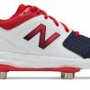 New Balance SMVELOv1 Fastpitch Metal Cleat Low-Cut - White Navy Red -Rawlings Shop smveloa1 nb 02 i