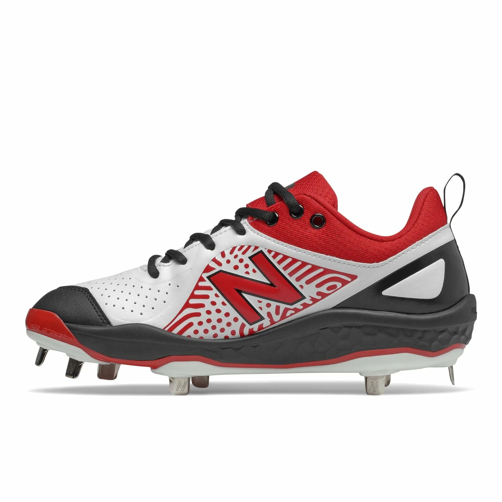 New Balance Velo2 Fresh Foam Metal Cleat Low-Cut - Black Red White 4 New Balance Velo2 Fresh Foam Metal Cleat Low-Cut - Black Red White - Image 2