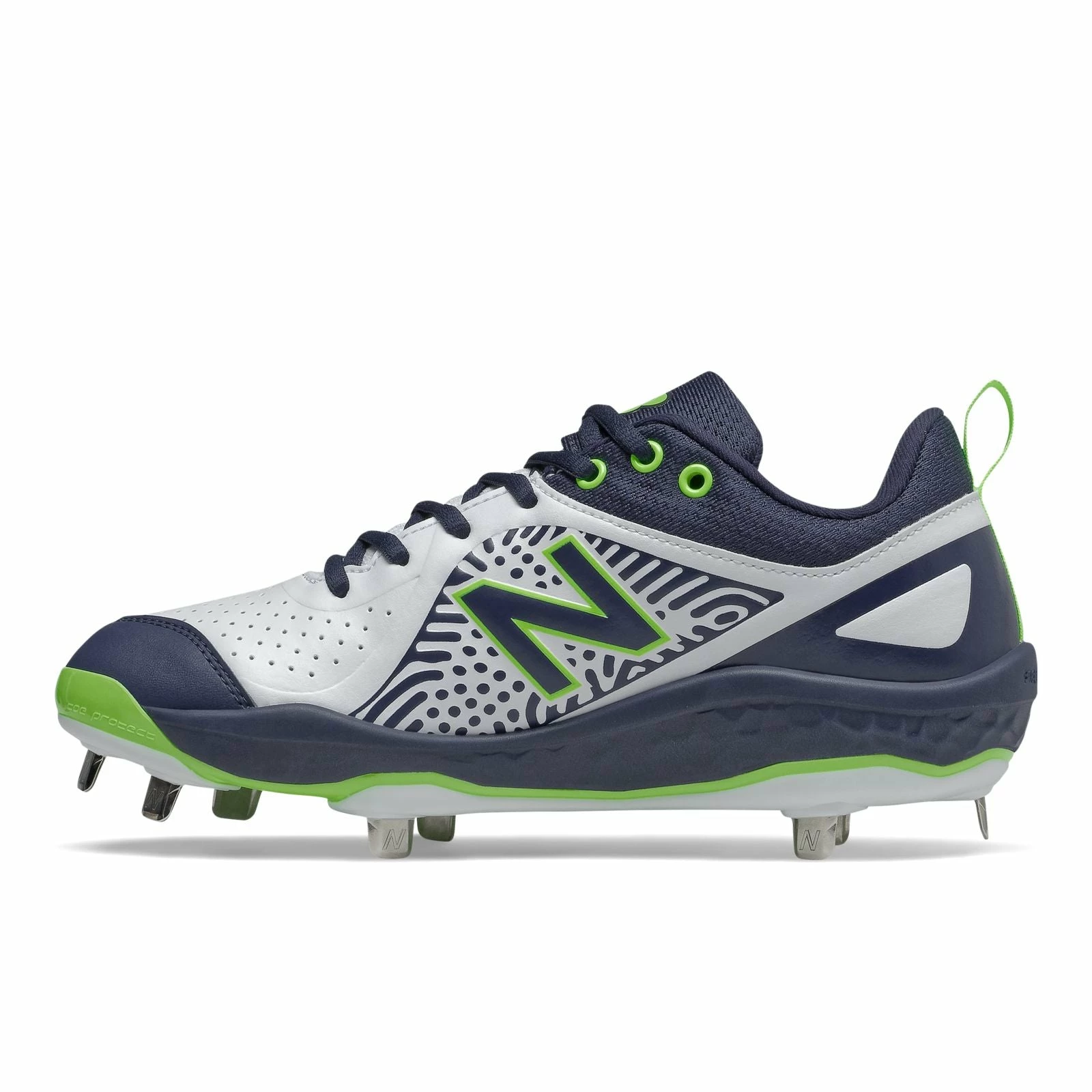 New Balance Velo2 Fresh Foam Metal Cleat Low-Cut - Navy Lime 4 New Balance Velo2 Fresh Foam Metal Cleat Low-Cut - Navy Lime - Image 2