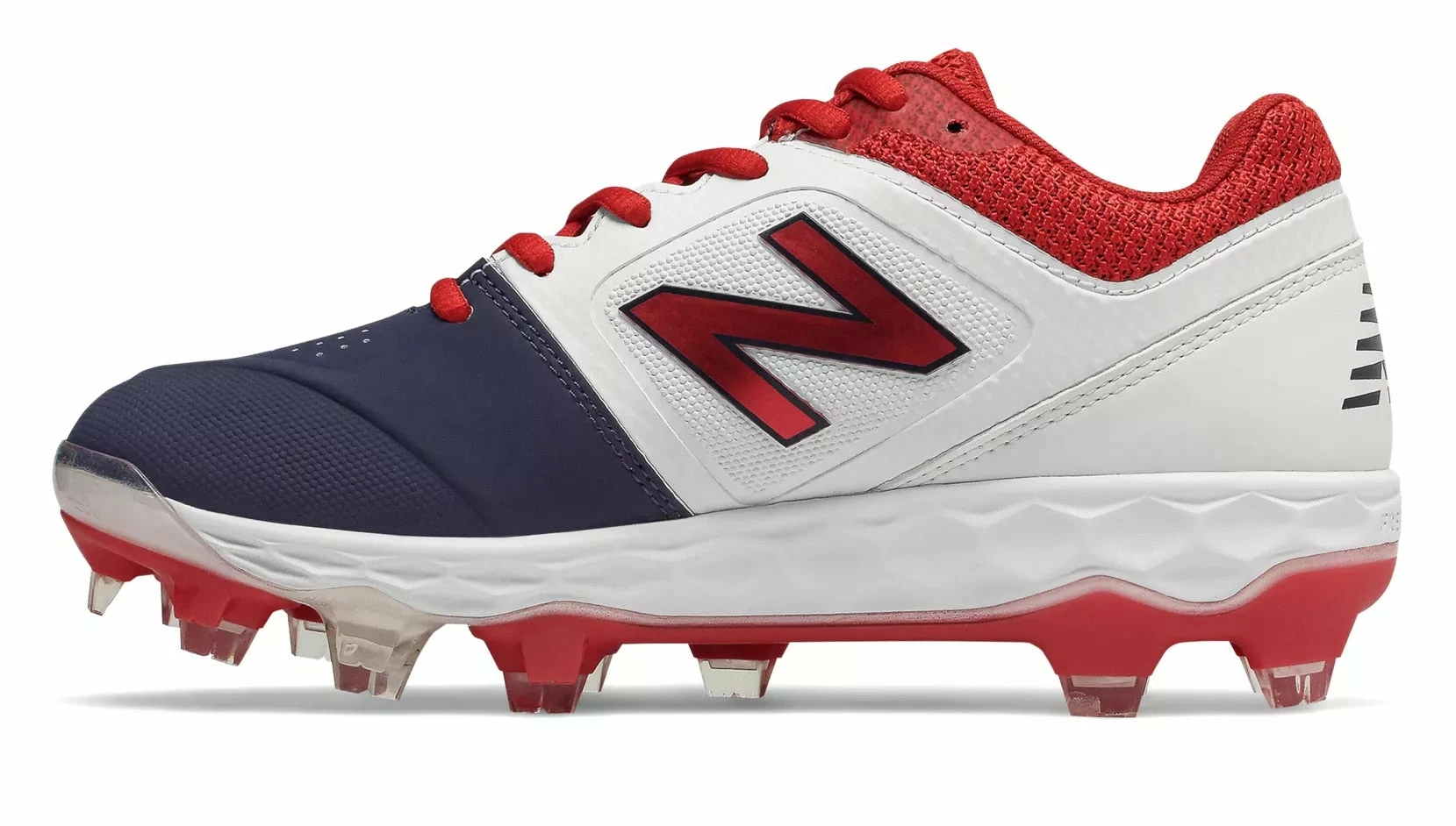 New Balance SPVELOv1 Fastpitch TPU Molded Cleat Low-Cut - White Navy Red 4 New Balance SPVELOv1 Fastpitch TPU Molded Cleat Low-Cut - White Navy Red - Image 2
